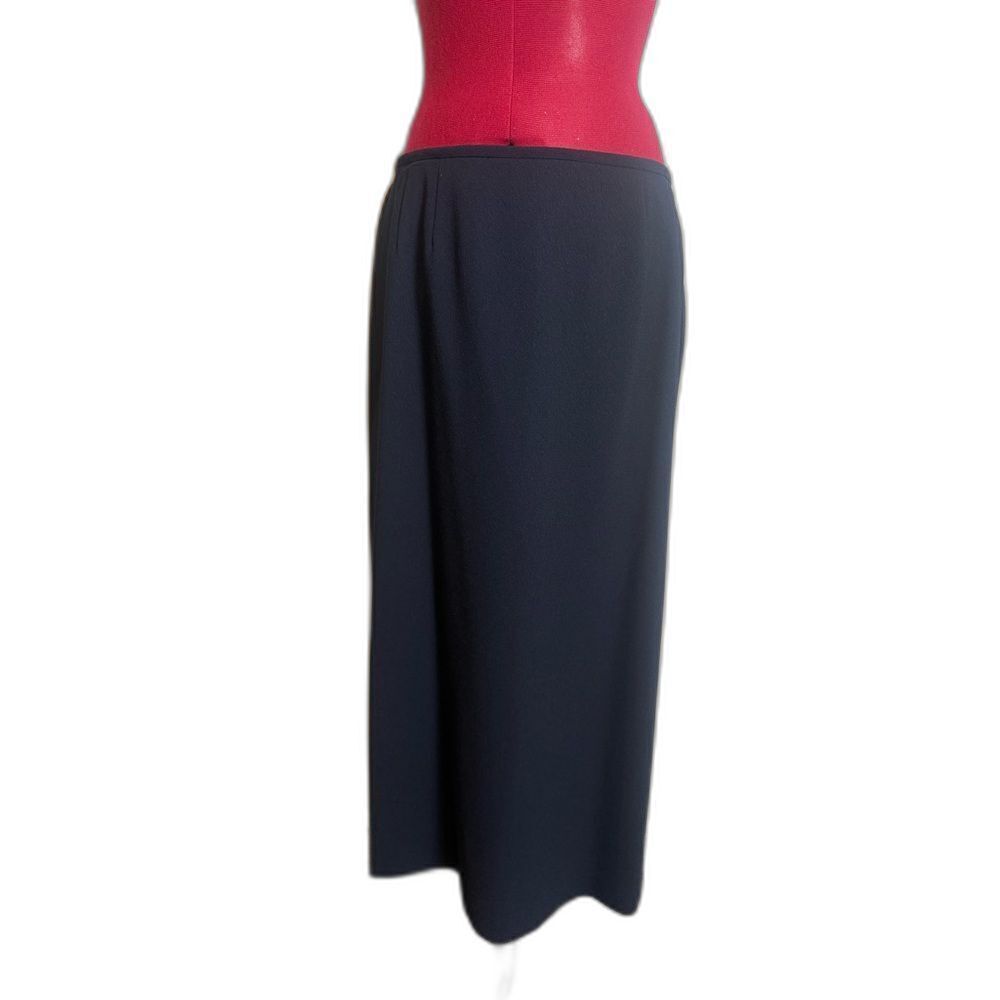 Le Suit Classic Pencil Skirt Women's Size 14P Solid Dark Blue Career Maxi